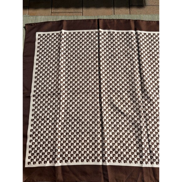 Pierre Cardin Logo Scarf Brown and White 1970s - Picture 6 of 8